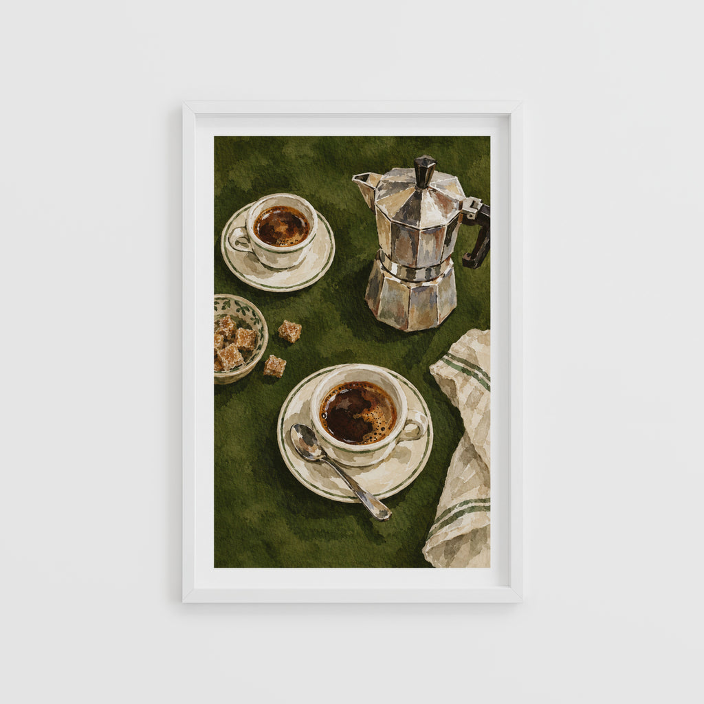 Vintage Coffee Print and Poster, Moka Pot Wall Art