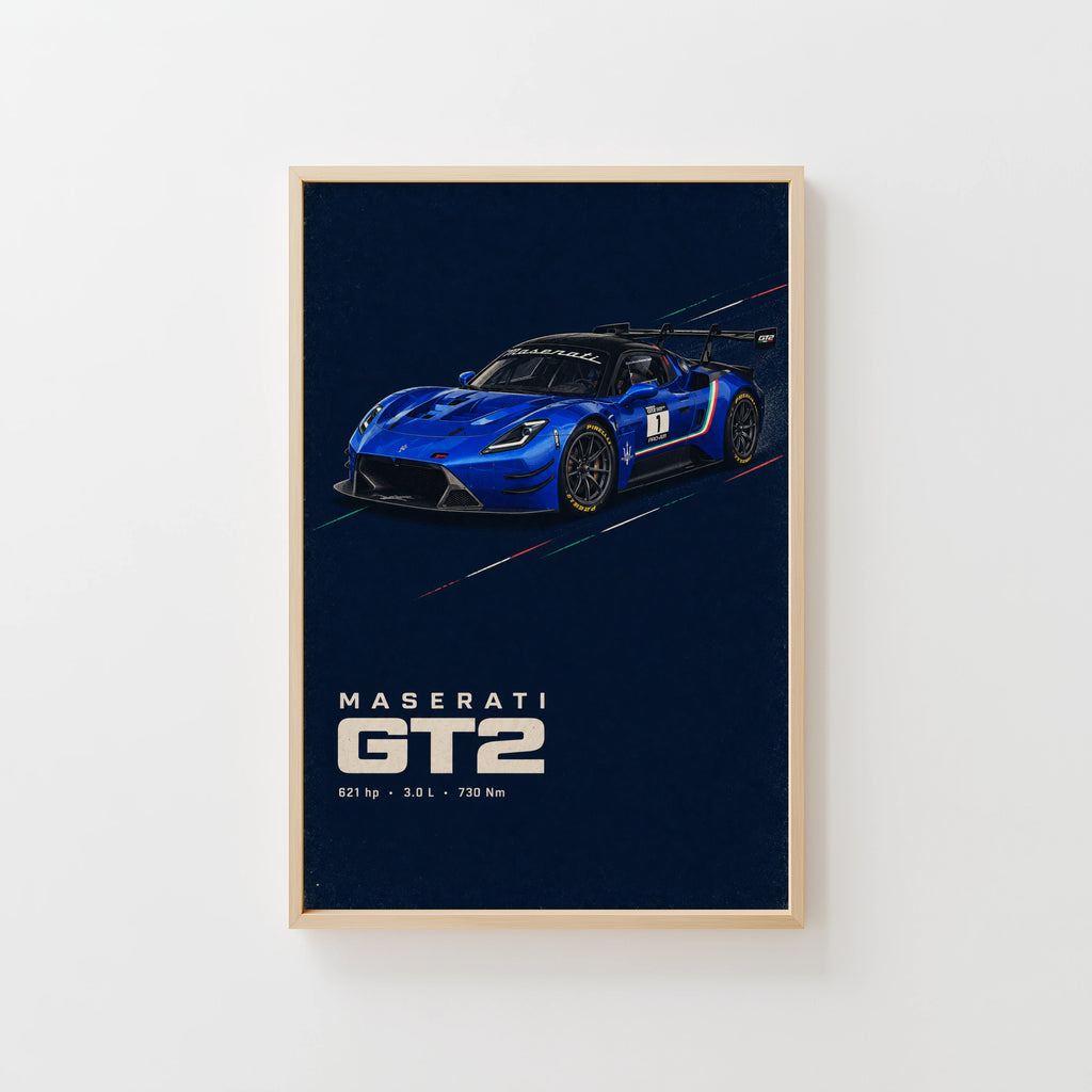 Vintage Maserati GT2 Print, Race Car Wall Art
