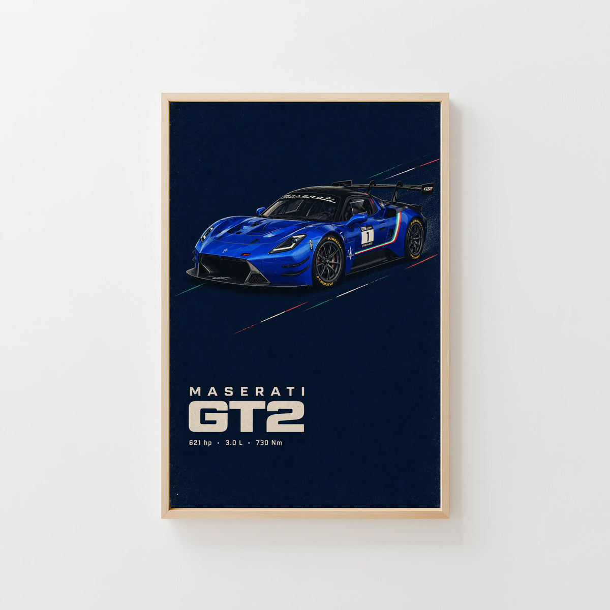 Vintage Maserati GT2 Print, Race Car Wall Art