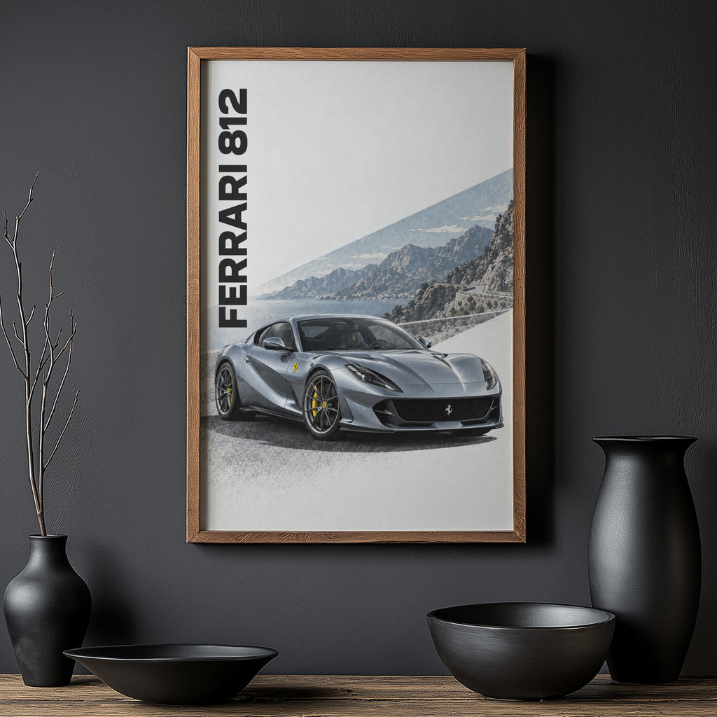 Vintage Ferrari 812 Print, Supercar Wall Art