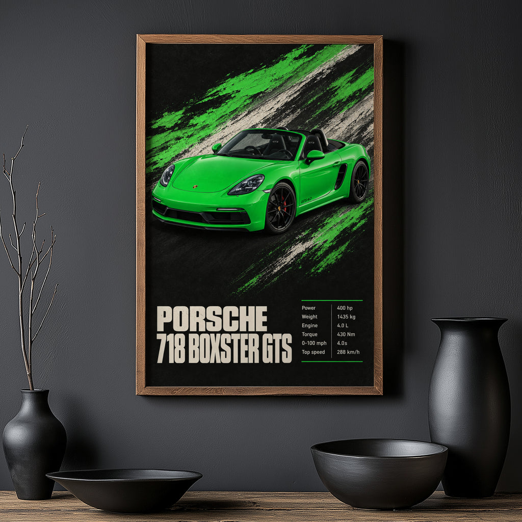 Vintage Porsche 718 Boxster GTS Print, Car Art