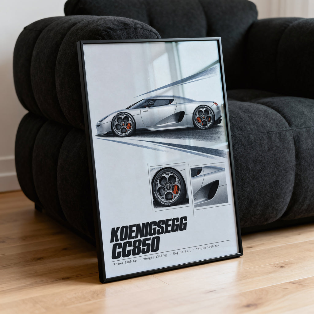 Vintage Koenigsegg CC850 Print, Supercar Wall Art