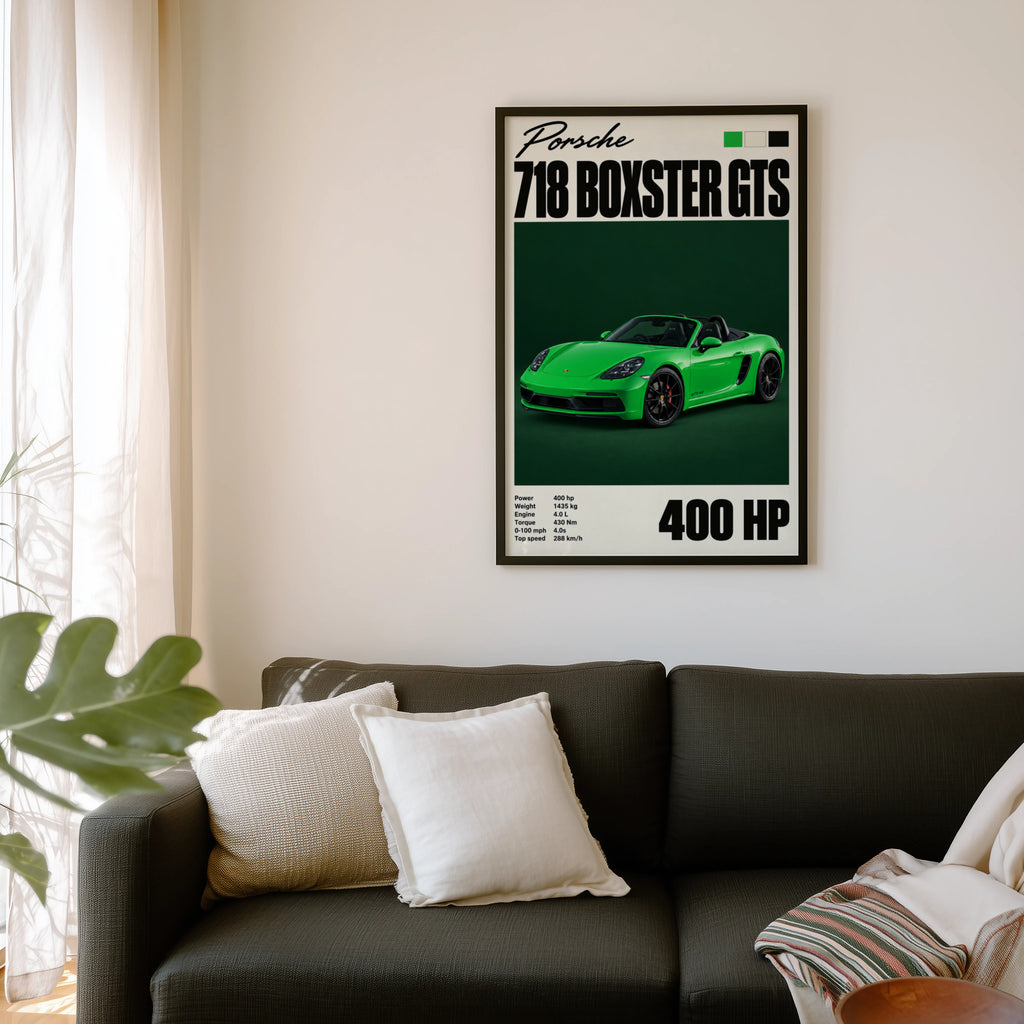 Vintage Porsche 718 Boxster GTS Print, Car Wall Art