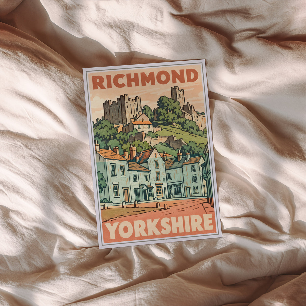 Vintage Richmond Yorkshire Poster, Castle Wall Art Print