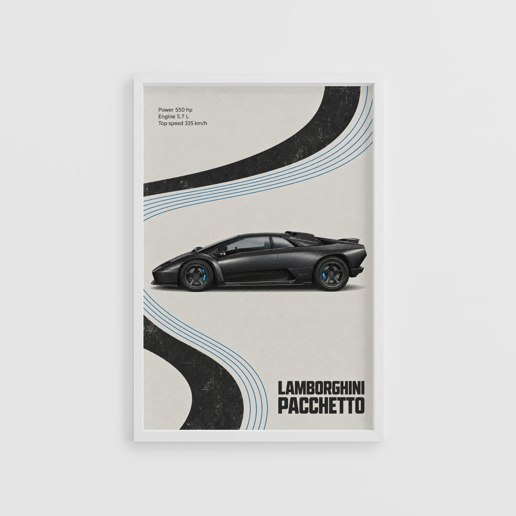 Vintage Lamborghini Pacchetto Print, Supercar Wall