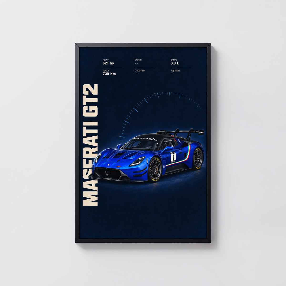 Vintage Maserati GT2 Print, Race Car Wall Art