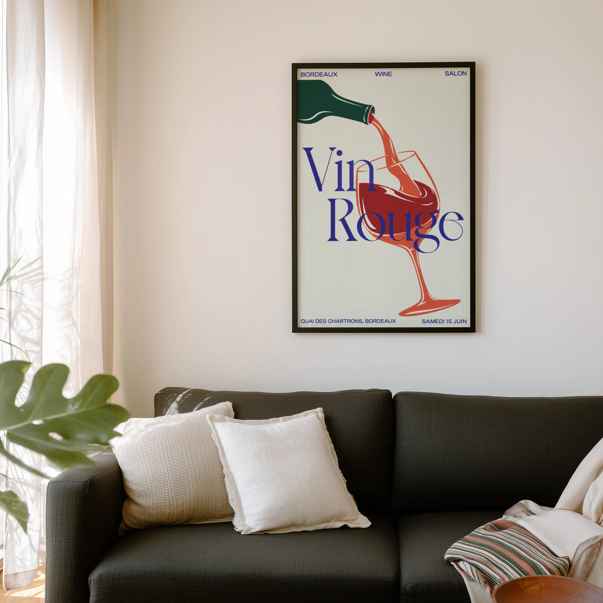 Vintage Red Wine Print Poster, Bordeaux Wall Art