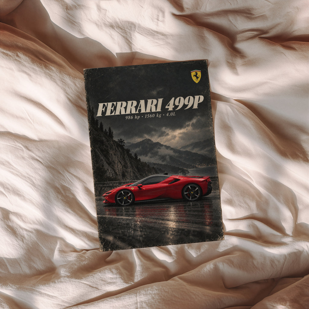 Vintage Ferrari 499P Print, Red Supercar Wall Art