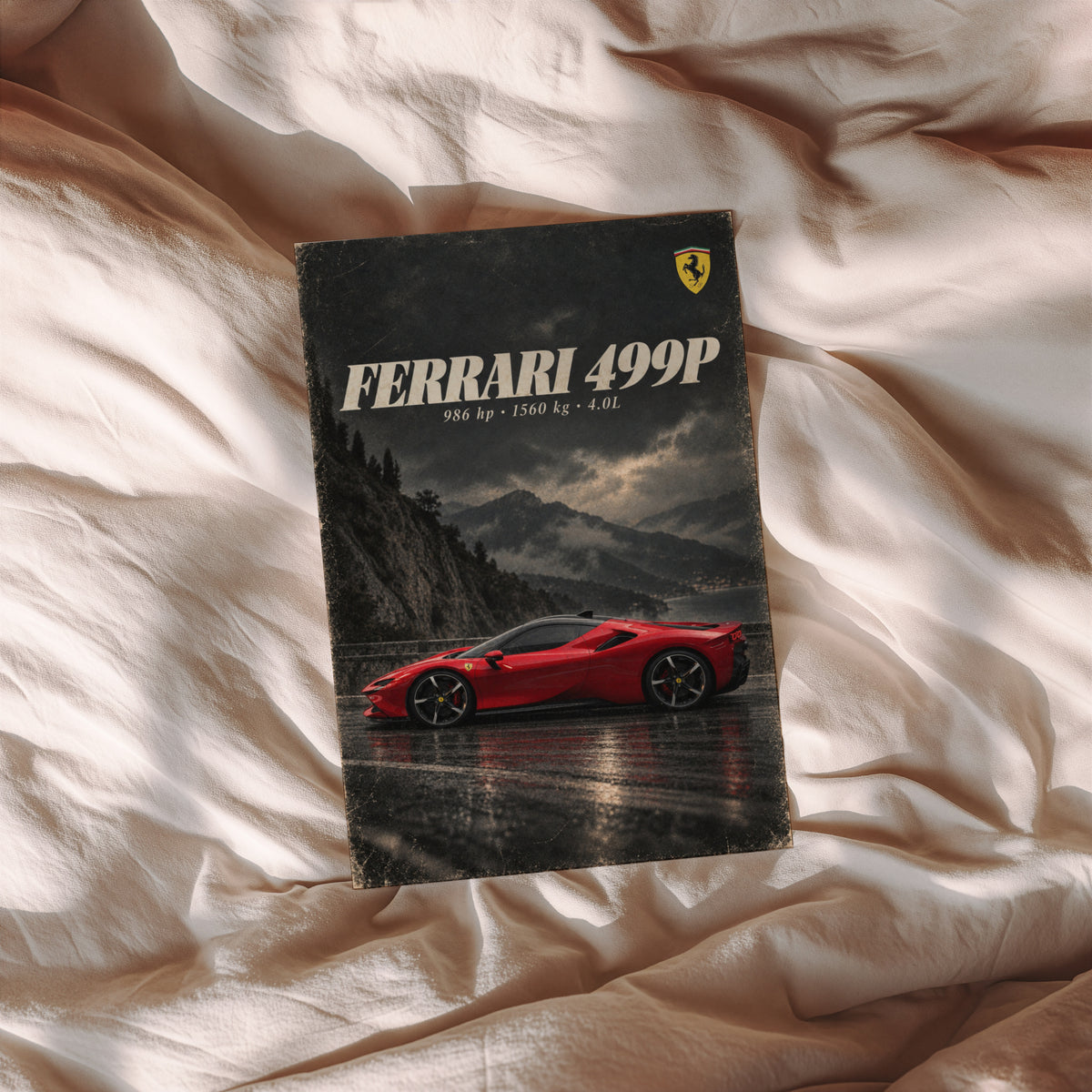 Vintage Ferrari 499P Print, Red Supercar Wall Art