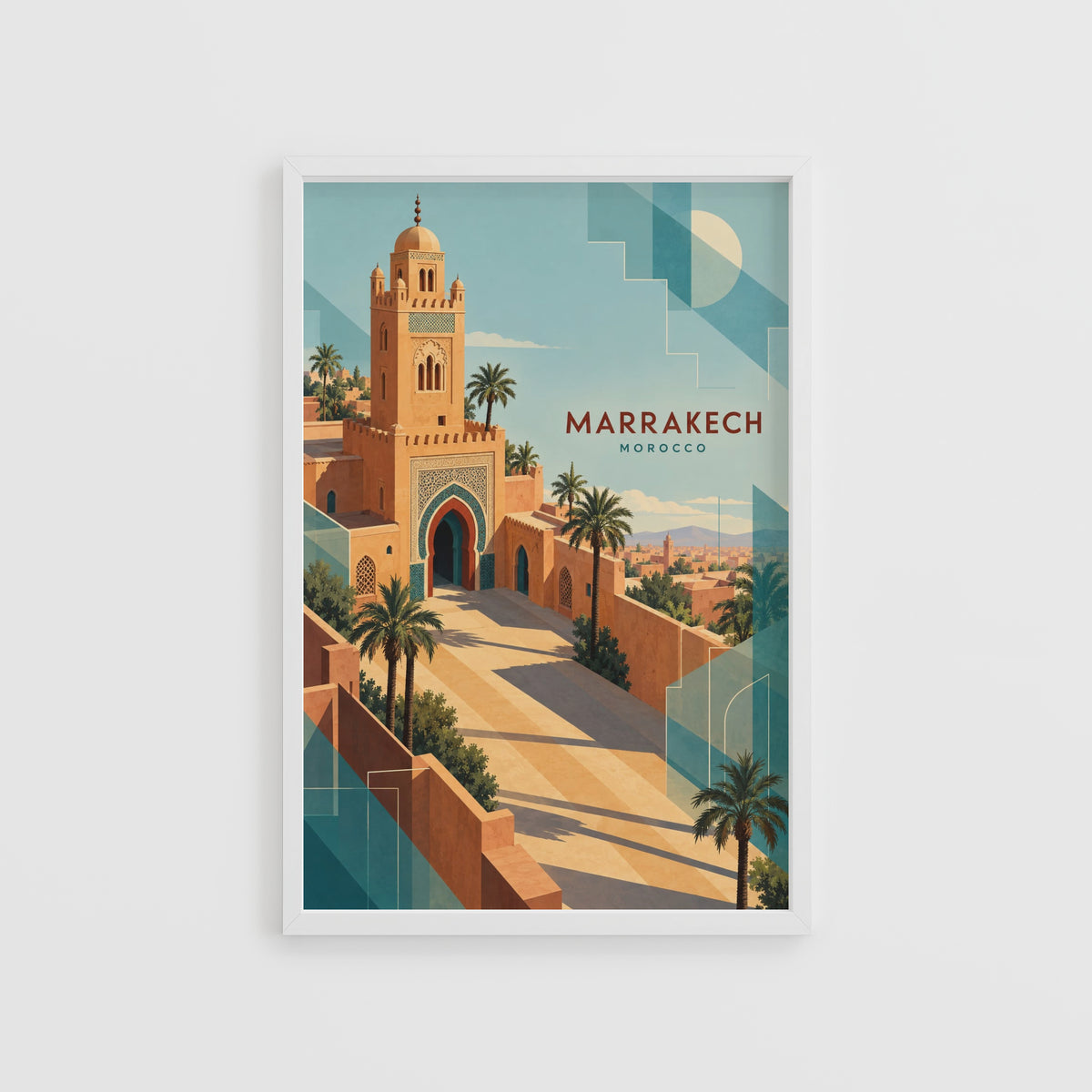 Vintage Marrakech Morocco Poster, Art Deco Wall Art, Print