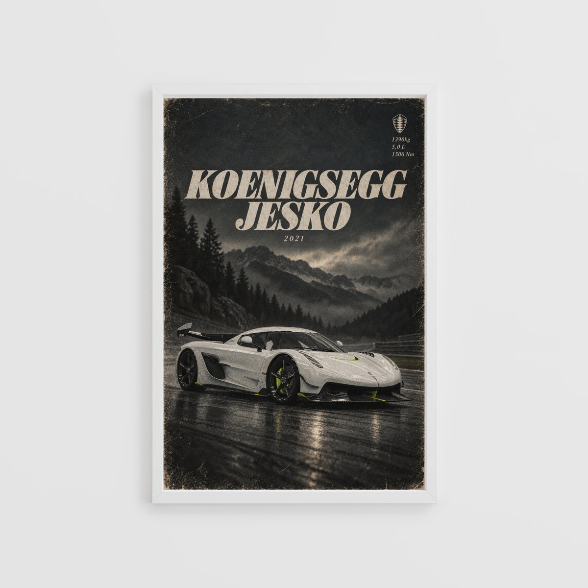 Vintage Koenigsegg Jesko Print, Supercar Wall Art