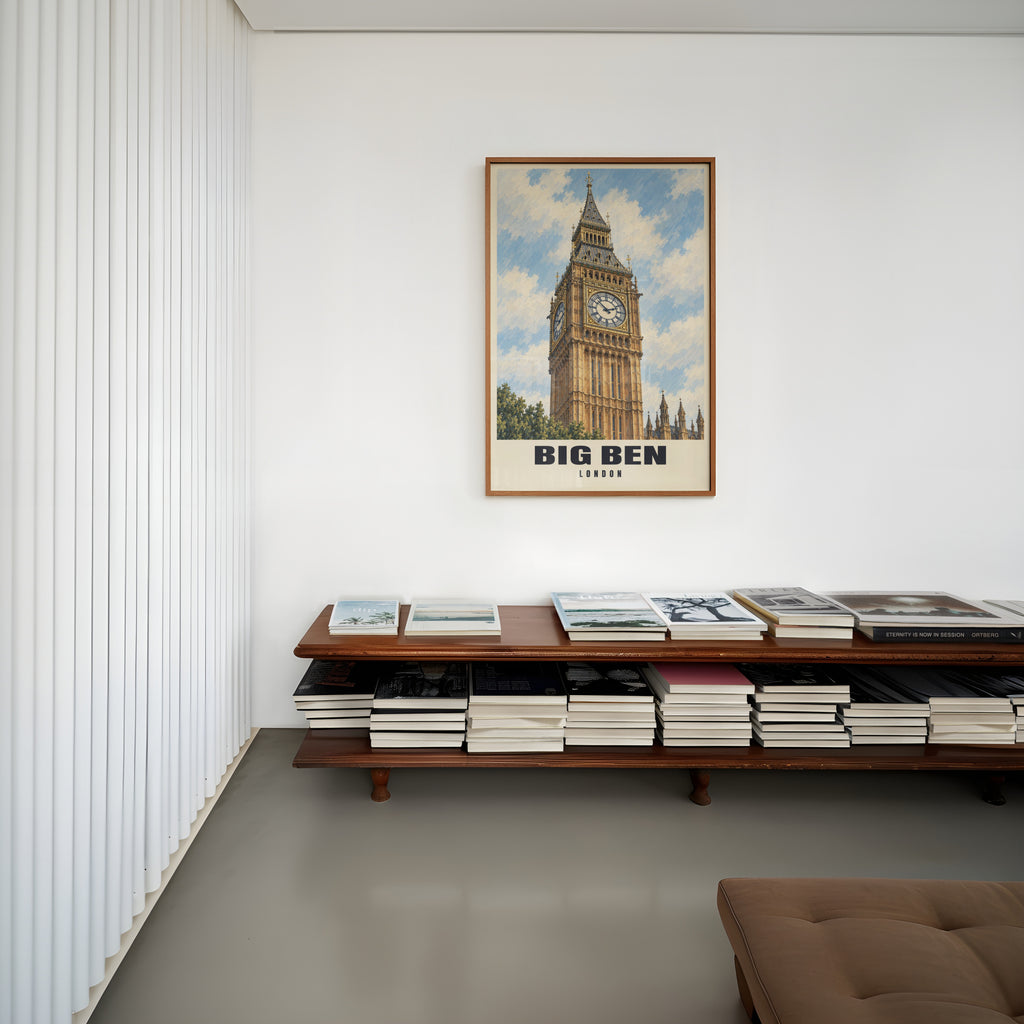 Vintage Big Ben Poster, London Wall Art, England Print