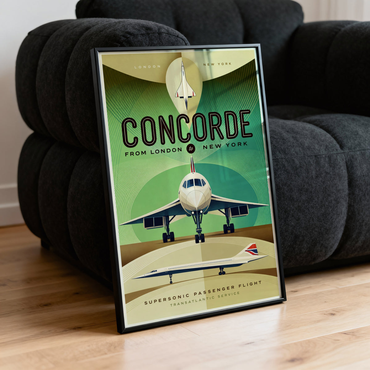 Vintage Concorde Poster, London New York Wall Art Print