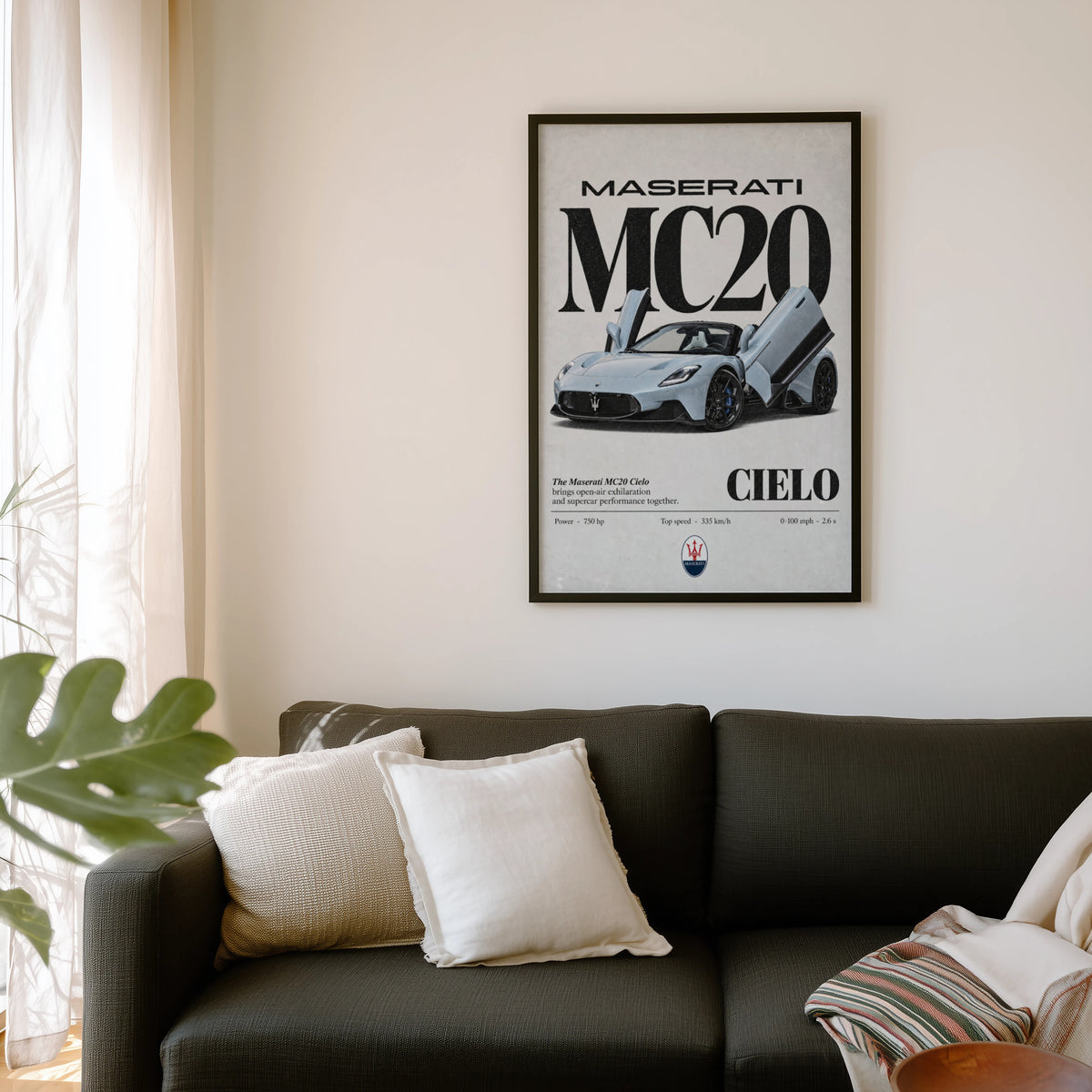 Vintage Maserati MC20 Cielo Print, Supercar Art
