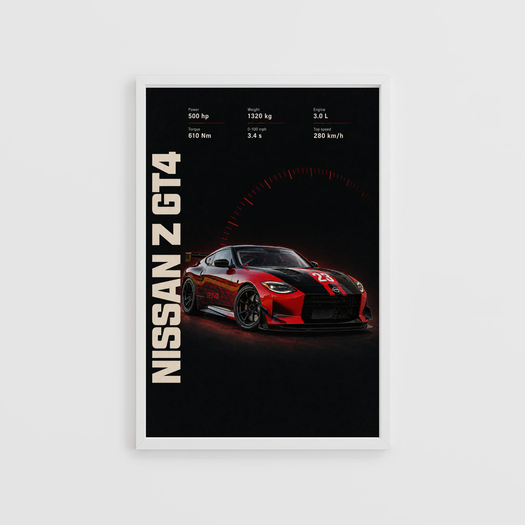 Vintage Nissan Z GT4 Print, Racing Car Wall Art