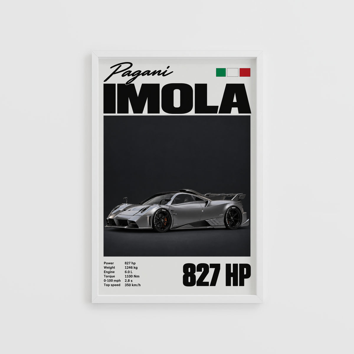 Vintage Pagani Imola Print, Supercar Wall Art