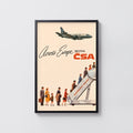 Vintage Czechoslovak Airlines Poster, Retro Travel Wall Art