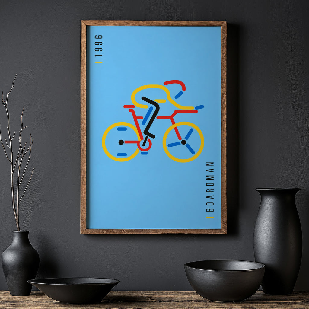 Vintage Cyclist Poster, Retro Bike Wall Art, 1996 Print