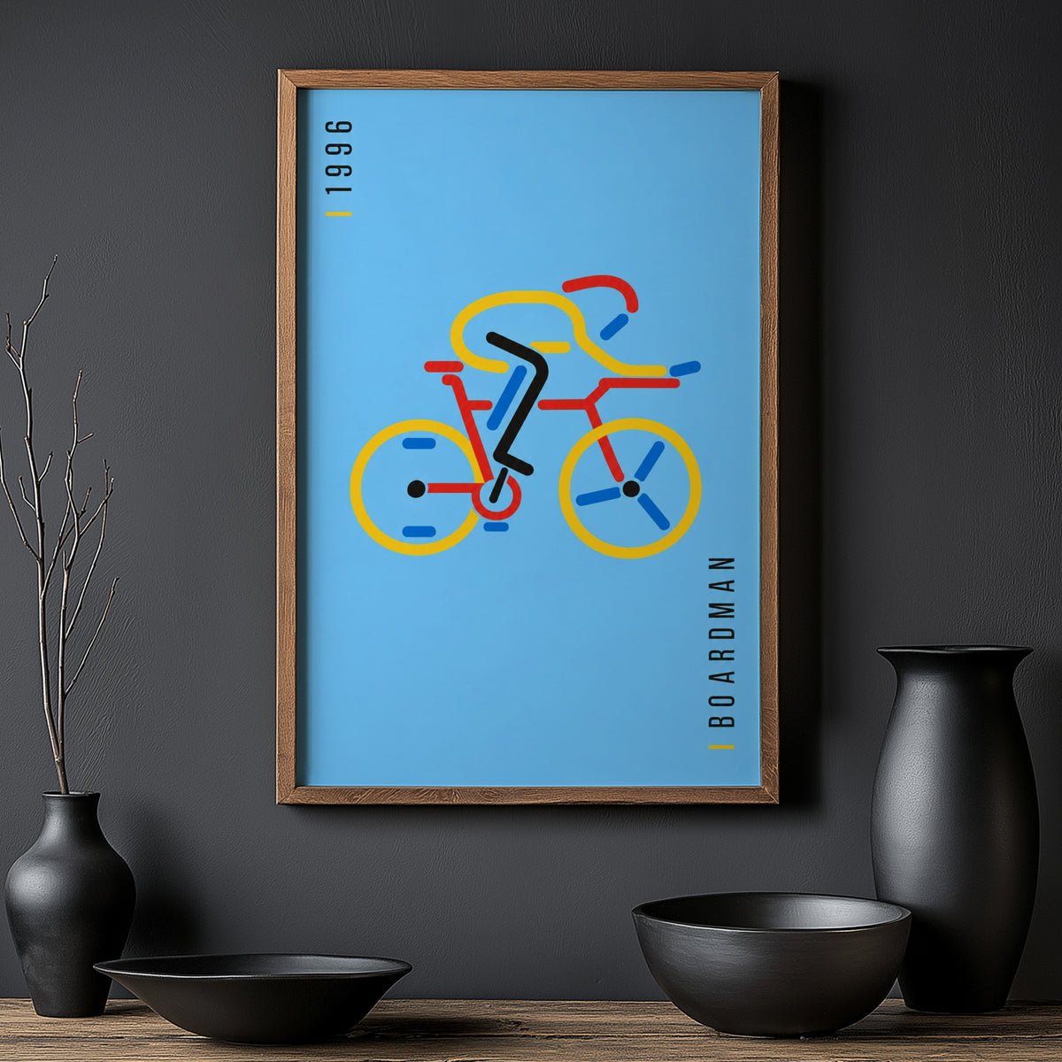 Vintage Cyclist Poster, Retro Bike Wall Art, 1996 Print
