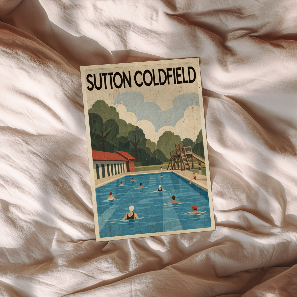 Vintage Sutton Coldfield Poster, Lido Wall Art, Print