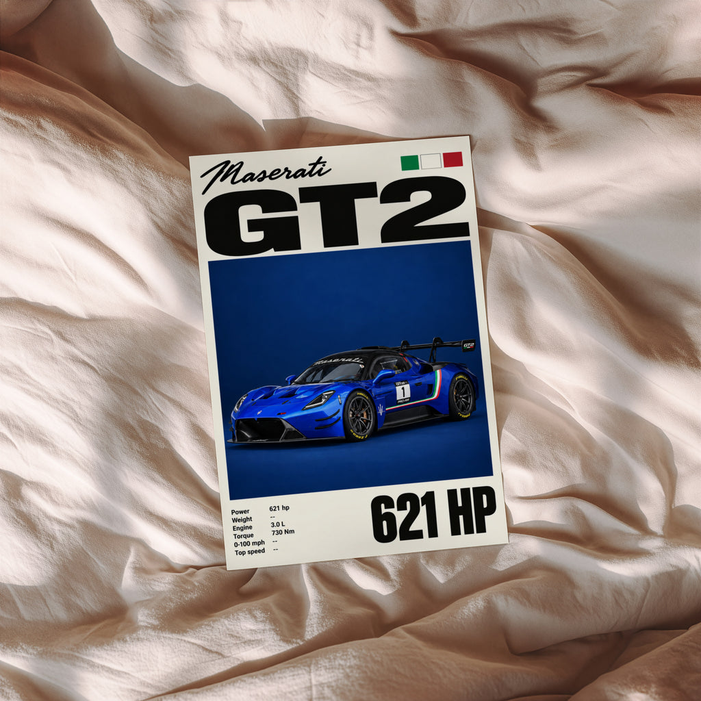 Vintage Maserati GT2 Print, Race Car Wall Art
