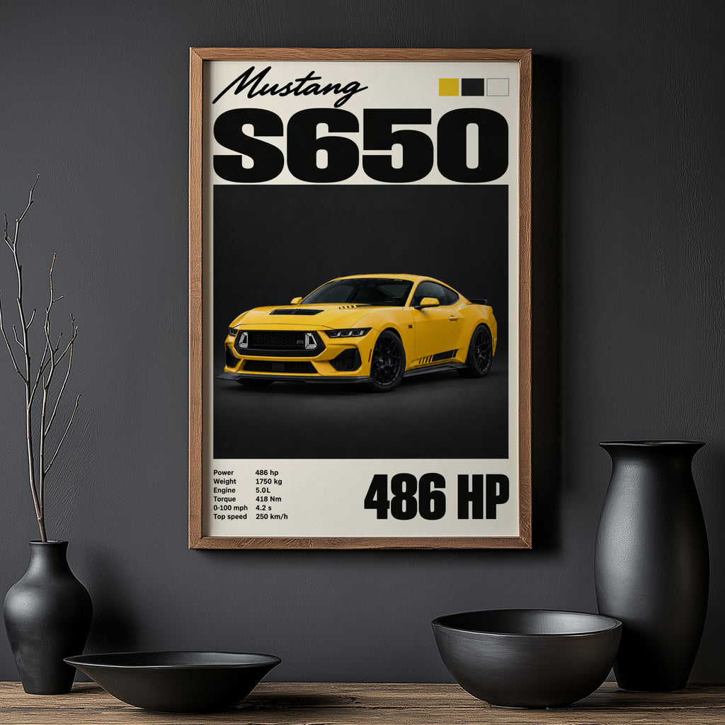 Vintage Mustang S650 Print, Car Wall Art
