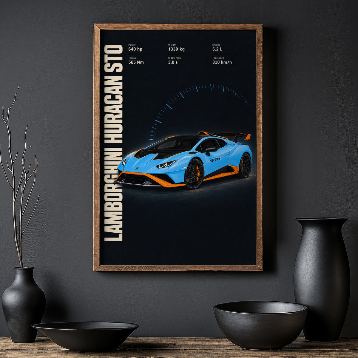 Vintage Lamborghini Huracan STO Print, Supercar