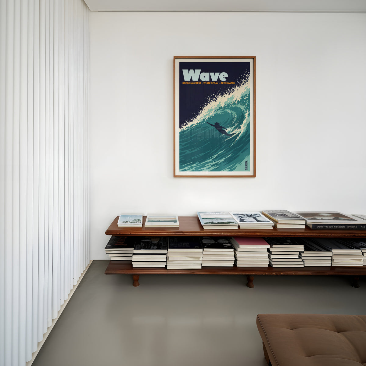 Vintage Surf Wave Print and Poster, Ocean Wall Art