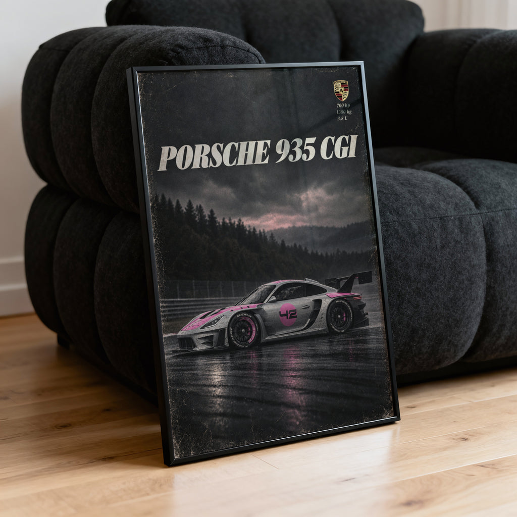 Vintage Porsche 935 Racing Car Print, Wall Art