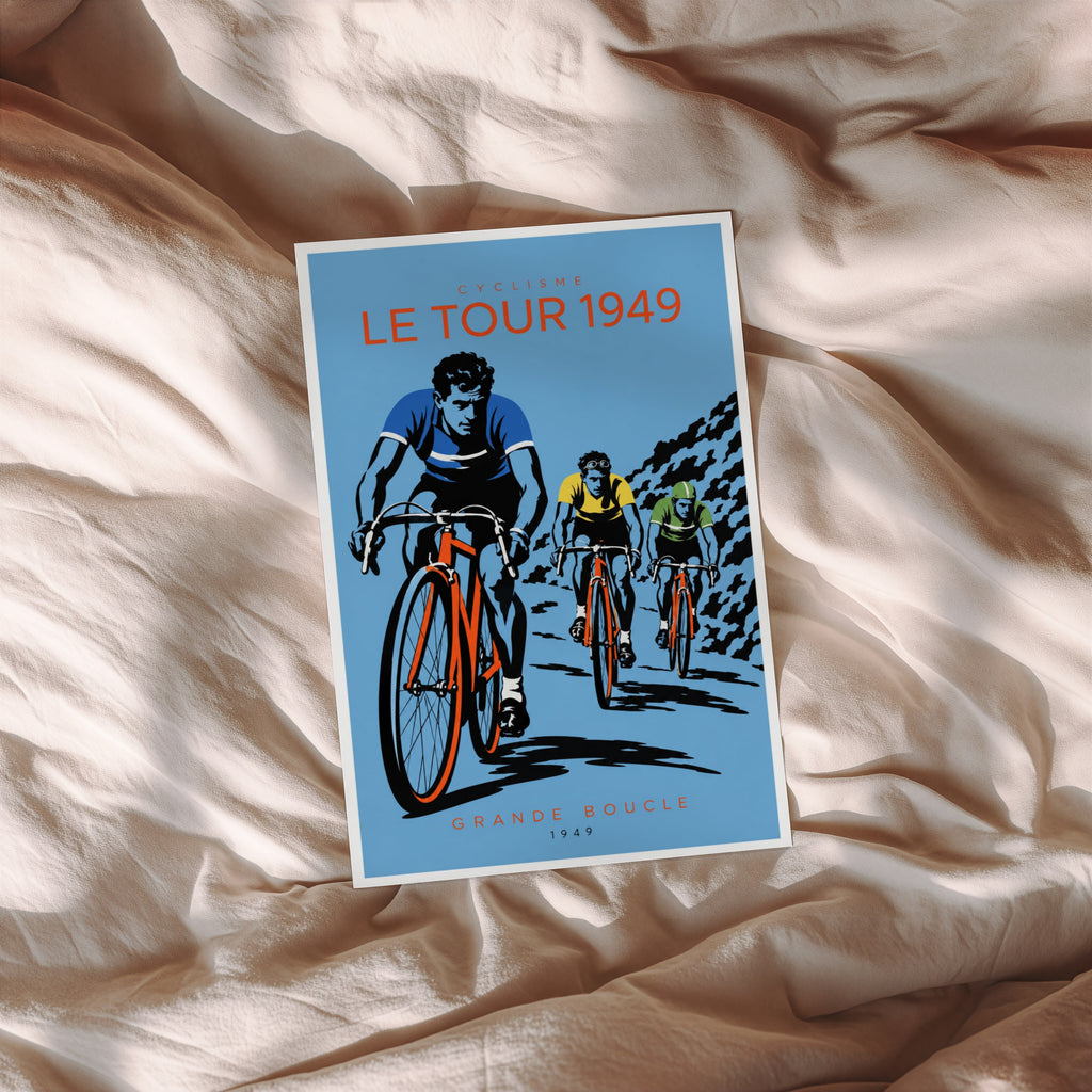 Vintage Tour de France Poster, Cyclists Wall Art, Bike Print