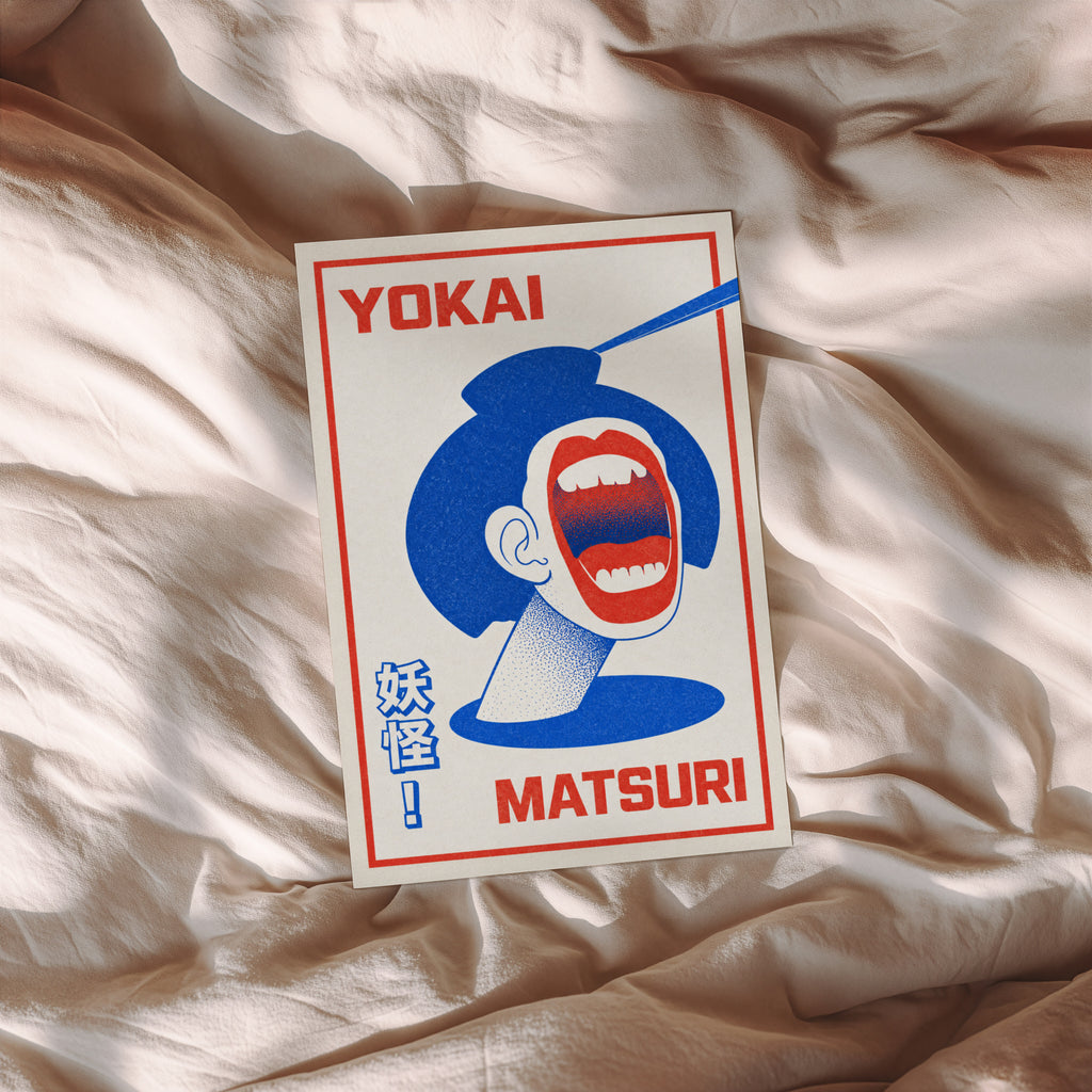 Vintage Yokai Matsuri Print, Japanese Festival Poster