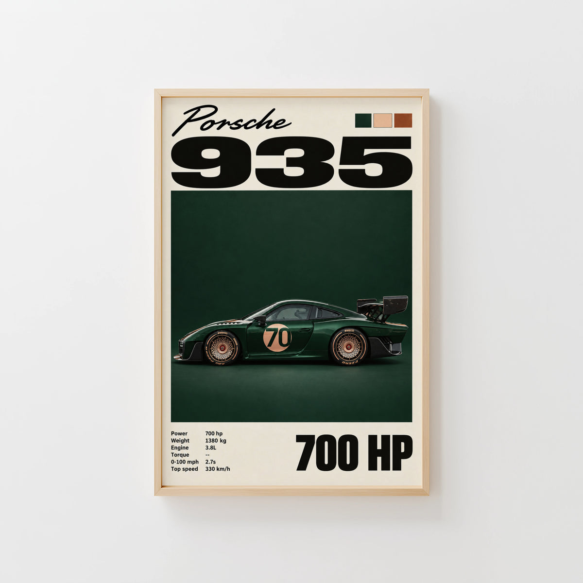 Vintage Porsche 935 Print, Racing Green Car Art