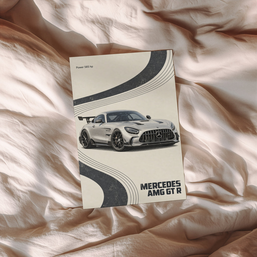 Vintage Mercedes AMG GT R Print, Car Wall Art