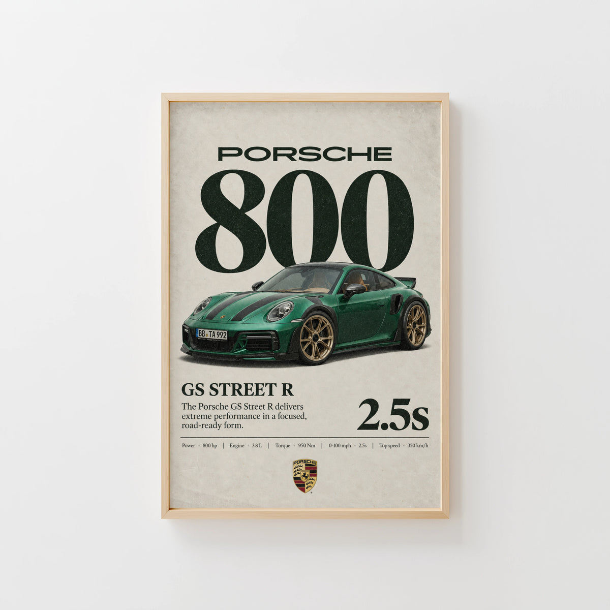 Vintage Porsche GS Street R Print, Car Wall Art