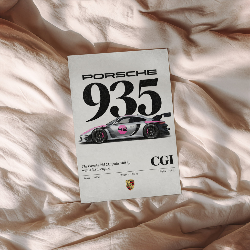Vintage Porsche 935 Print, Racing Car Wall Art