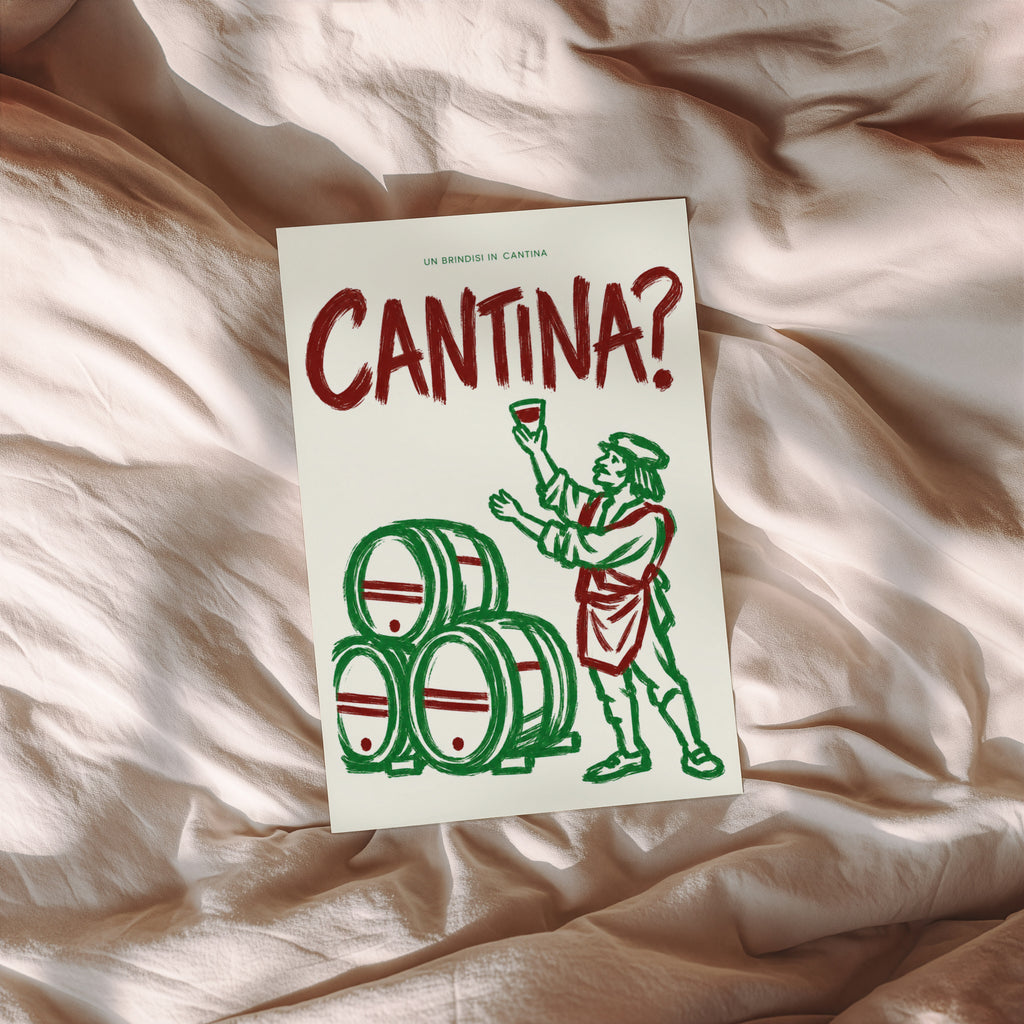 Vintage Cantina Print Poster, Italian Wine Cellar Art