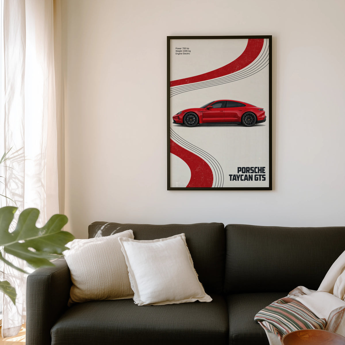 Vintage Porsche Taycan GTS Print, Car Poster