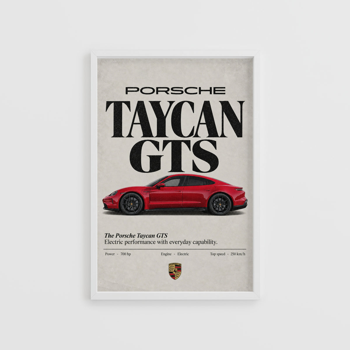 Vintage Porsche Taycan GTS Print, Car Poster, Wall Art