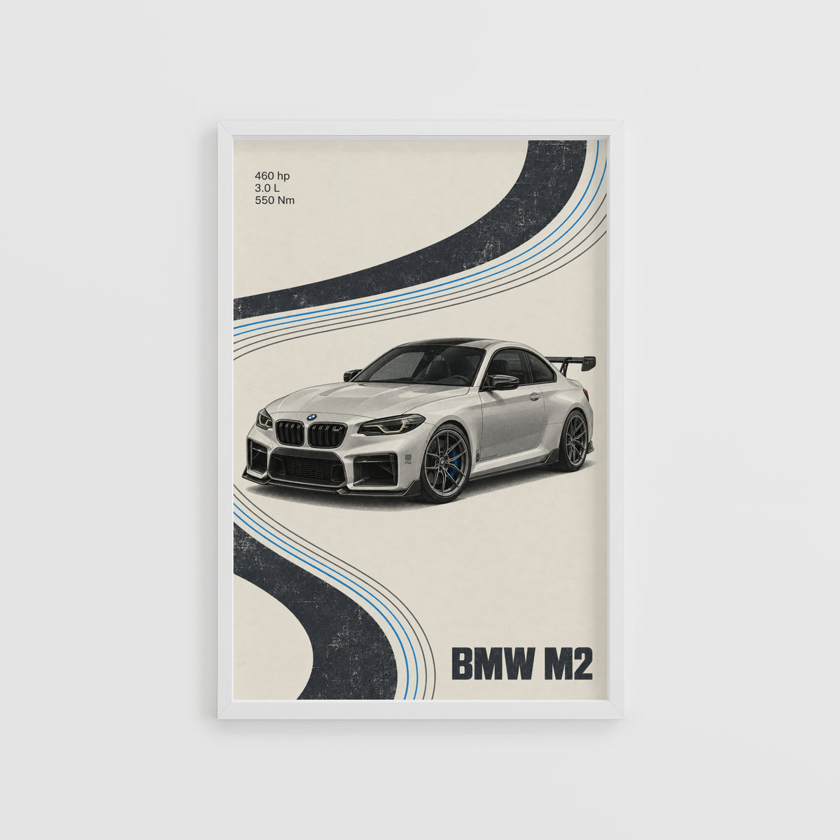 Vintage BMW M2 Print, Car Wall Art, Racing