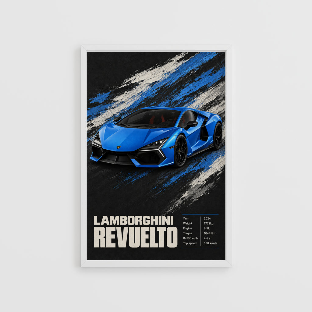 Vintage Lamborghini Revuelto Print, Car Wall Art