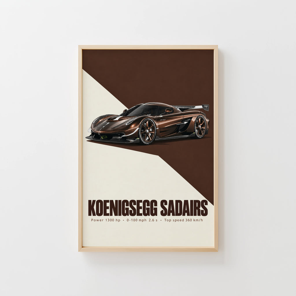 Vintage Koenigsegg Print, Hypercar Wall Art