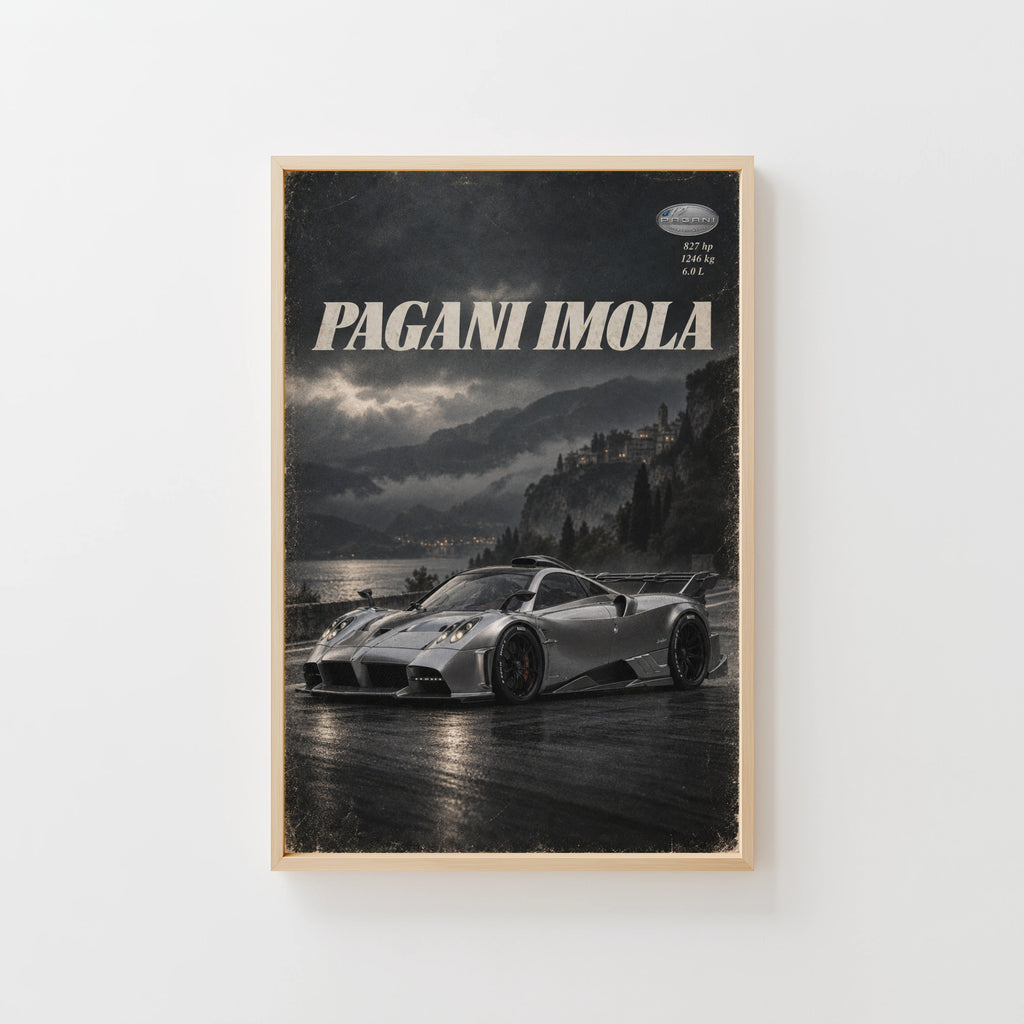 Vintage Pagani Imola Print, Hypercar Wall Art
