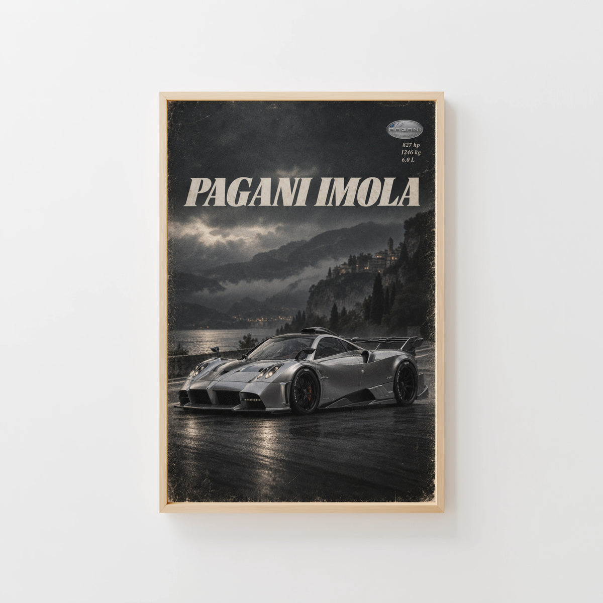 Vintage Pagani Imola Print, Hypercar Wall Art