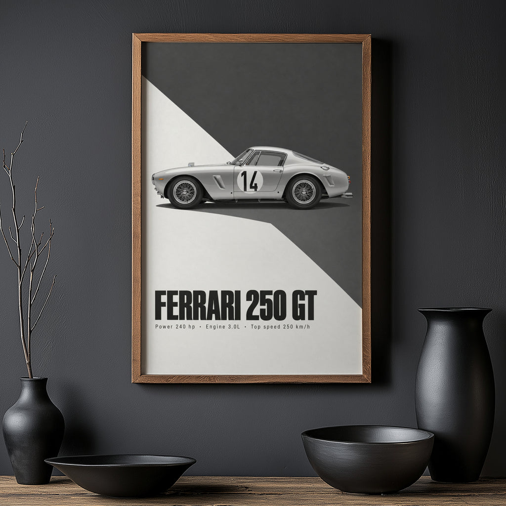 Vintage Ferrari 250 GT Print, Car Poster, Wall Art