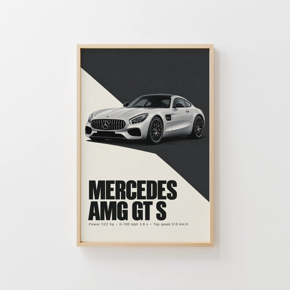 Vintage Mercedes AMG GT S Print, Car Wall Art