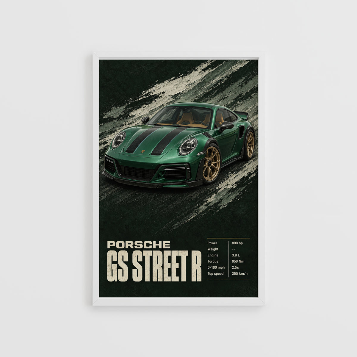 Vintage Porsche Print, Green Car Wall Art