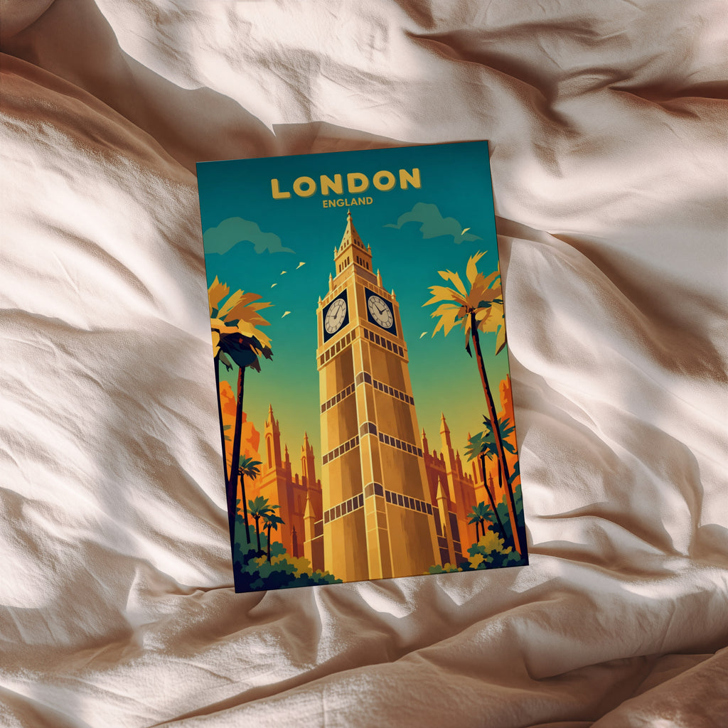 Vintage London Print, Big Ben Poster, Travel Wall Art