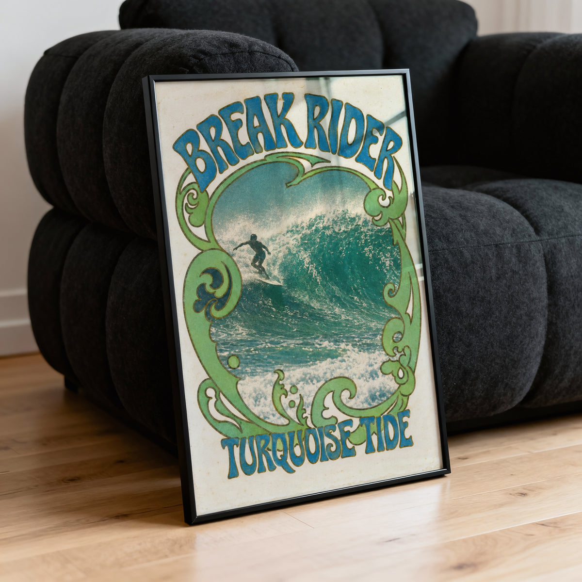 Vintage Surf Print Poster, Retro Surfer Wave Wall Art
