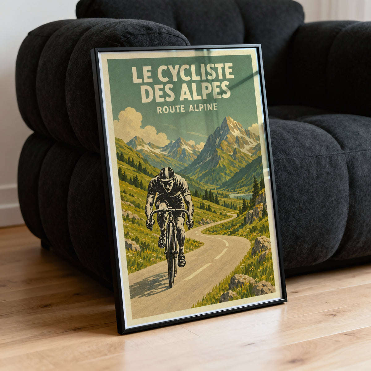 Vintage Alpine Cyclist Poster, Mountain Cycling Wall Art