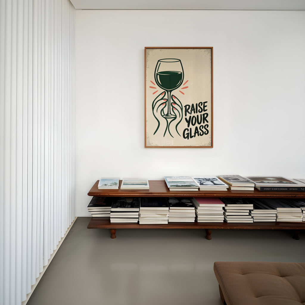 Vintage Wine Print Poster, Raise Your Glass Wall Art